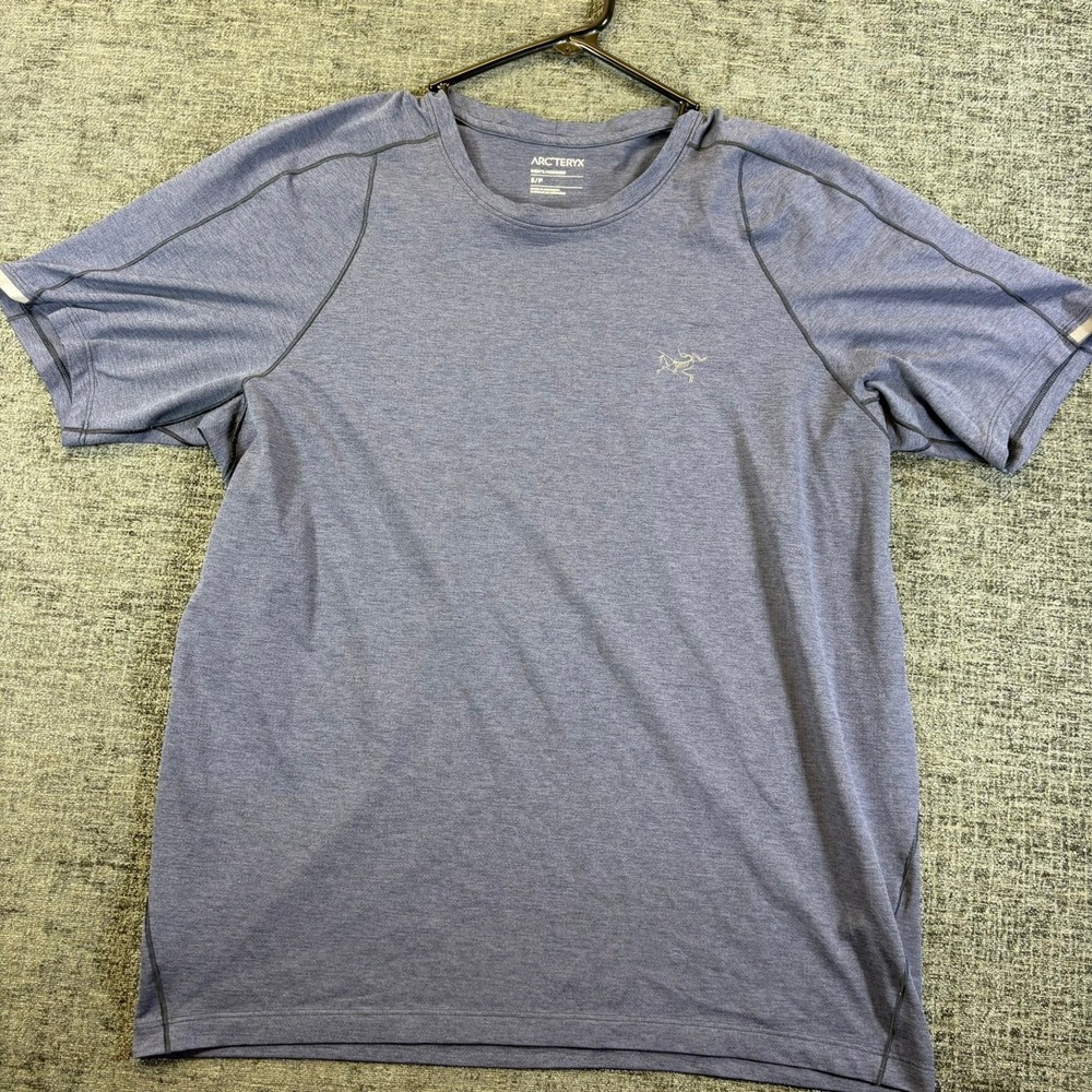 Arc'teryx Cormac Crew SS Men's Small Blue Heathered Technical Hiking Shirt 15518